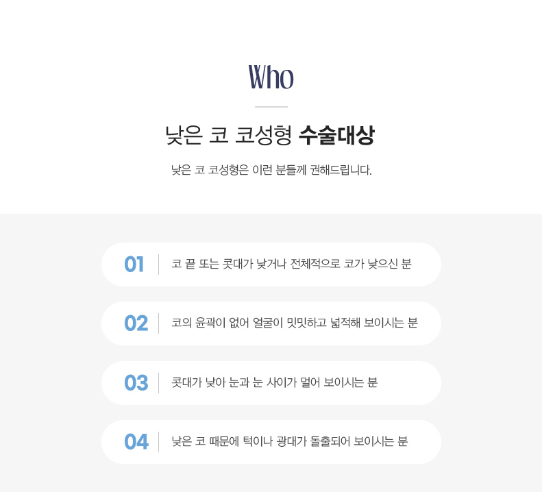 낮은 코 성형 시술대상